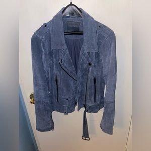 BLANKNYC  Suede Moto Jacket in Slate Blue (Size Large)